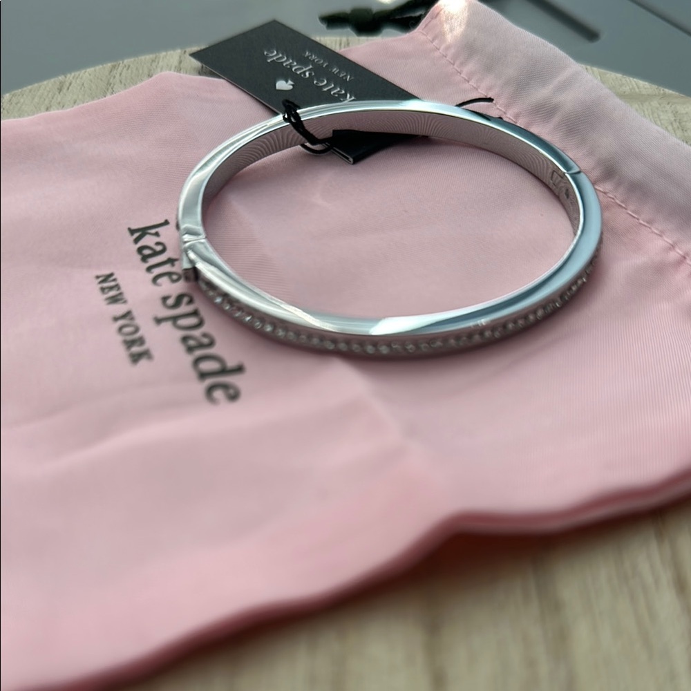 kate spade New York Silver Crystal-Edge Bangle Bracelet - Pink Accent